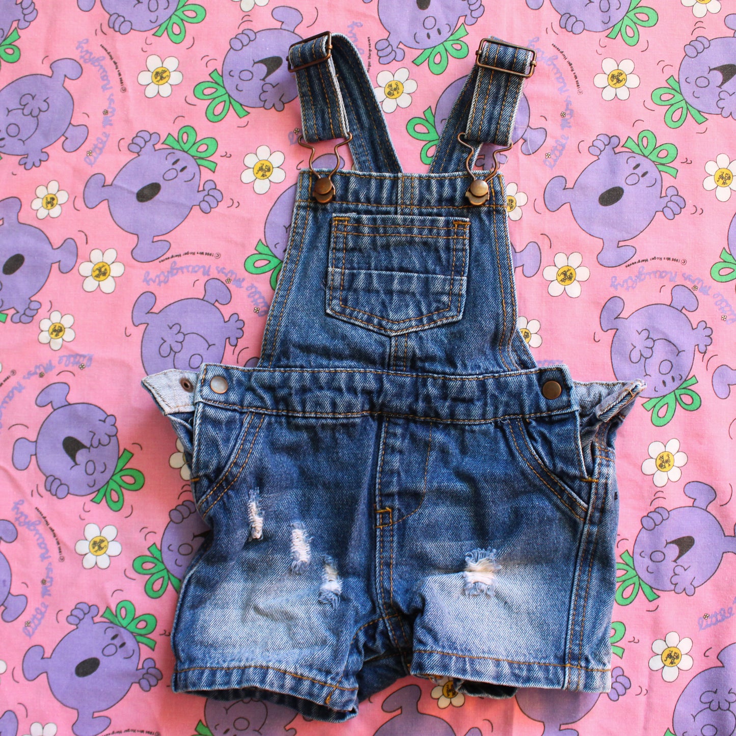 Baby Berry Denim Overalls - Size 0